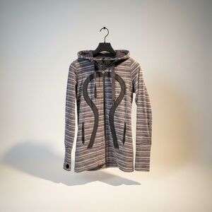 lululemon athletica Gray Striped Define Hooded Zip Jacket